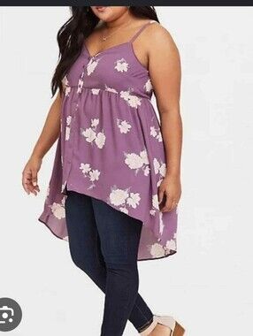 Torrid Lexie Baby Doll Floral High Low Tank Top